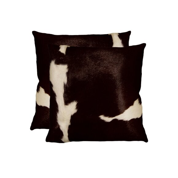 Natural Home Decor Torino Kobe Cowhide Pillow | 2-Piece | Choco & white | 18"x18 - Picture 1 of 1